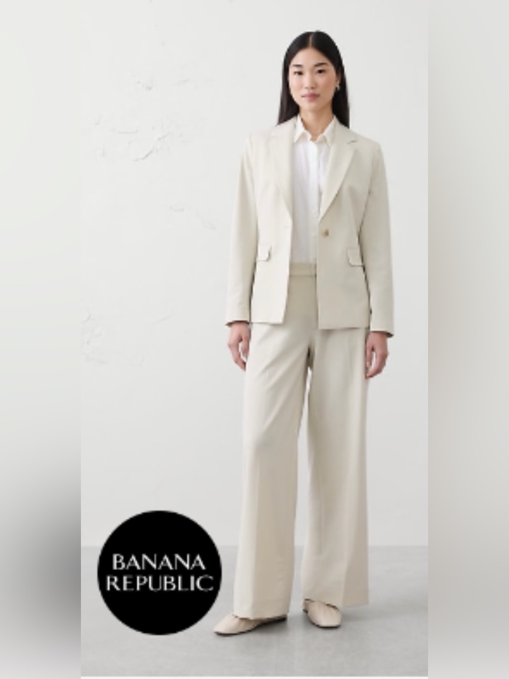 Banana Republic Stone Heather sculpted suit